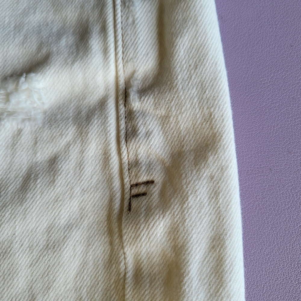 Frame Le Original Ripped Straight Leg High Rise Jeans In Off-White Size 27 - Picture 8 of 13